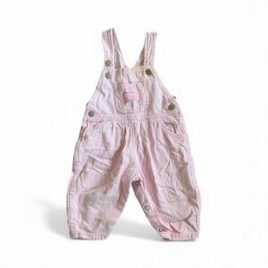 Oshkosh B'Gosh Vintage Pink Pinstripe Overalls Girls 12m 100% Cotton